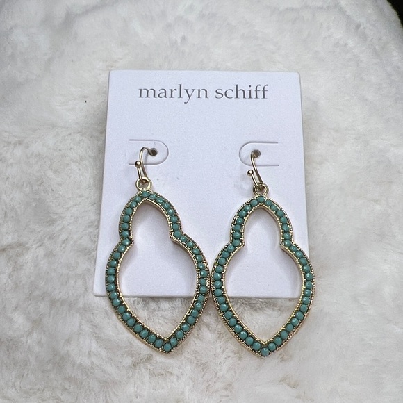 Marlyn Schiff Teal and Gold Drop Earrings - Picture 3 of 5